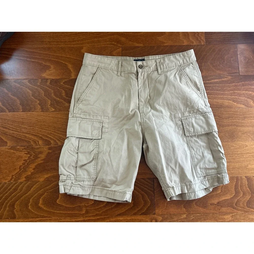 Levi Strauss & Co‎ Mens Khaki Tan Ripstop Cargo Shorts Size 34 Utility Casual